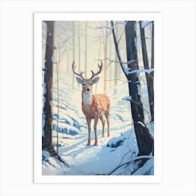 Winter Fawn 2 Illustration Art Print