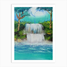 Waterfall By Sanjay Kumar Art Print