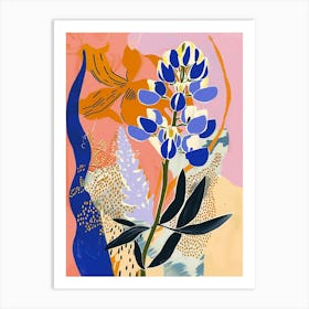 Colourful Flower Illustration Bluebonnet 5 Art Print