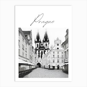 Prague Old Town, Monochrome Cityscape Art Print