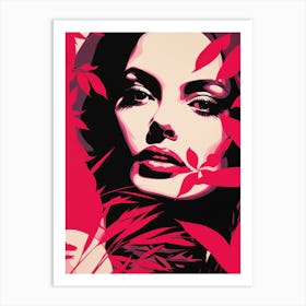 Woman In Red Leaves 1 Art Print