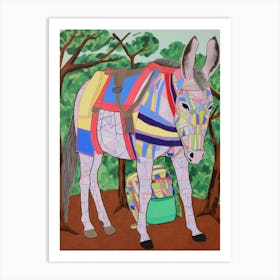 Maximalist Animal Painting Donkey 1 Art Print