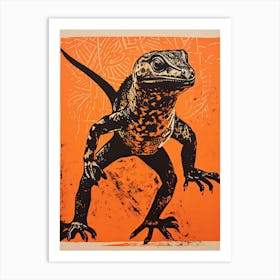 Lizard, Woodblock Animal Drawing 2 Art Print