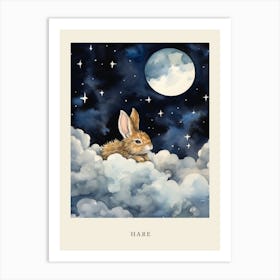 Baby Hare 3 Sleeping In The Clouds Nursery Poster Art Print