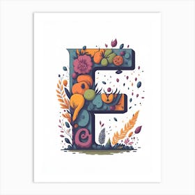 Colorful Letter F Illustration 27 Art Print