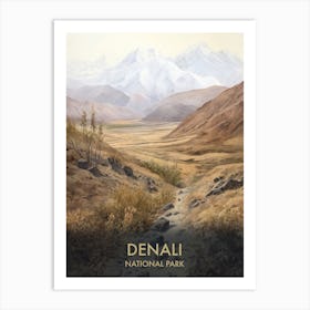 Denali National Park Watercolour Vintage Travel Poster 2 Art Print