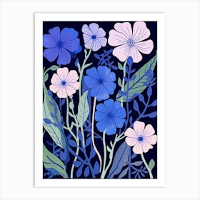 Blue Flower Illustration Phlox 2 Art Print