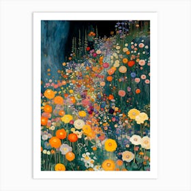 Garden Of Poppies Klimt Inspired Art Print