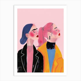 Two Women With Colorful Hair Art Print