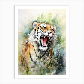 Tiger Illustration Painting Watercolour 4 Art Print