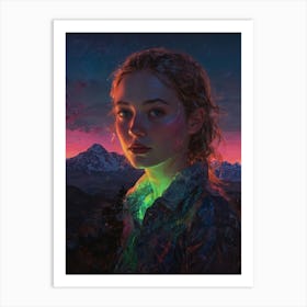 Girl With Glowing Eyes Art Print