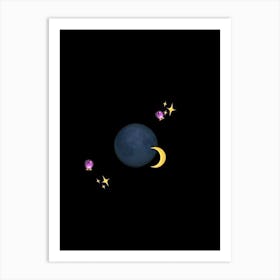 Moon And Stars Art Print