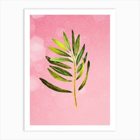 Leaf On A Pink Background Art Print