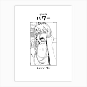 Chainsaw Man Power Black and White Art Print