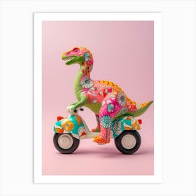 Toy Dinosaur Pattern On A Motorbike 2 Art Print