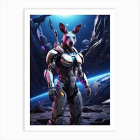 Kangaroo In Cyborg Body #1 Art Print