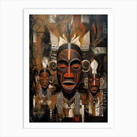 Savanna Reverie: Masked Reflections of Africa Art Print