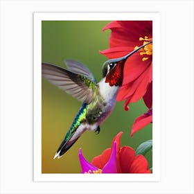 Male Ruby Throated Hummingbird-Reimagined 20 Art Print