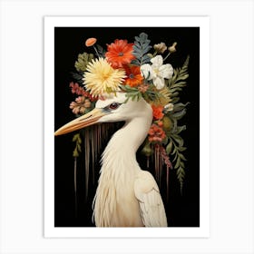 Bird With A Flower Crown Egret 3 Art Print