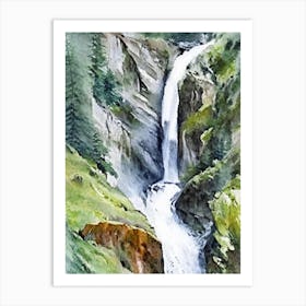 Trümmelbach Falls, Switzerland Water Colour  (4) Art Print