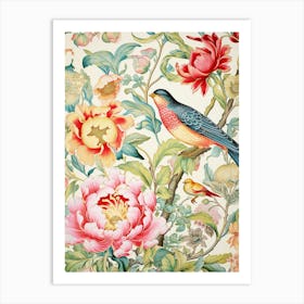 Chinese Floral Wallpaper Art Print