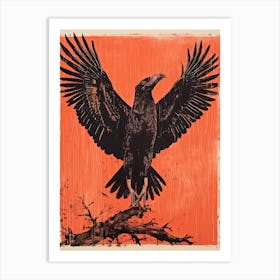 Vulture, Woodblock Animal Drawing 2 Art Print