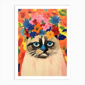 Himalayan Cat With A Flower Crown Painting Matisse Style 2 Art Print