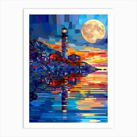 Lighthouse At Sunset 15 Art Print