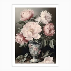 Pink Peonies In A Vase Art Print