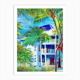 Key West Florida Pointillism Style Tropical Destination Art Print