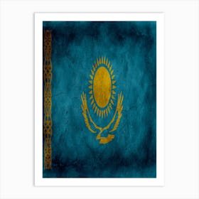 Kazakhstan Flag Texture Art Print