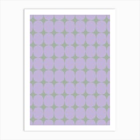 Mid Century Modern Vintage Stars and Shapes in Lavender Lilac Purple Art Print