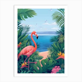 Greater Flamingo Argentina Tropical Illustration 6 Art Print