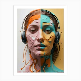 Woman With Headphones 43 Art Print