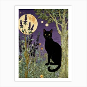 William Morris Black Cat In The Moonlight 3 Art Print