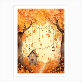 Cute Autumn Fall Scene 39 Art Print