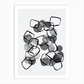 Black And White Shapes Chain 1 Art Print