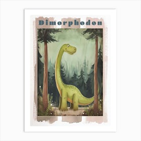 Cute Cartoon Dimorphodon Dinosaur Watercolour 1 Poster Art Print