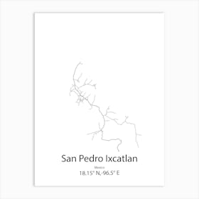 San Pedro Huamelula,Mexico Minimalist Map Art Print