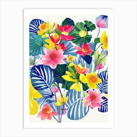 Lotus Modern Colourful Flower Art Print