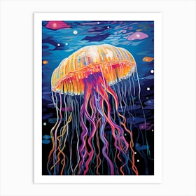 Colourful Jellyfish Illustration 1 Art Print