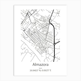 Almazora,Spain Minimalist Map Art Print