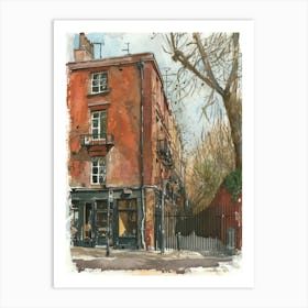 Islington London Borough   Street Watercolour 2 Art Print