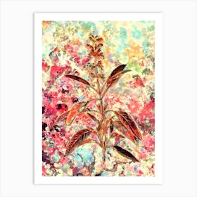 Impressionist Sage Plant Botanical Painting in Blush Pink and Gold Art Print