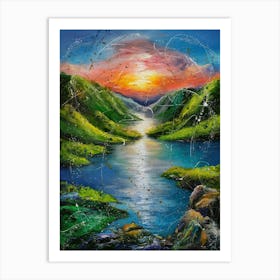 Sunset Over The Lake 4 Art Print