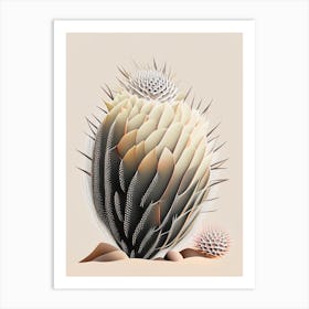 Stenocactus Cactus Neutral Abstract 2 Art Print