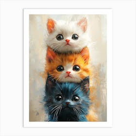 Cute Cats Stacked Together 7 Art Print