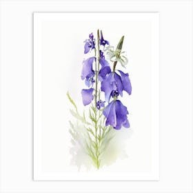 Larkspur Wildflower Watercolour 1 Art Print