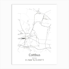 Cottbus,Germany Minimalist Map Art Print