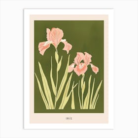 Pink & Green Iris 1 Flower Poster Art Print